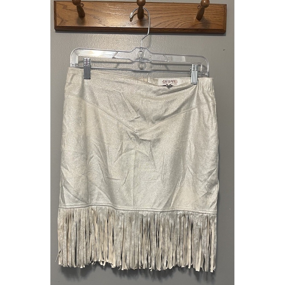 Shyanne Western Miniskirt Cream Color Faux Suede With Fringe Women's Med 30x20